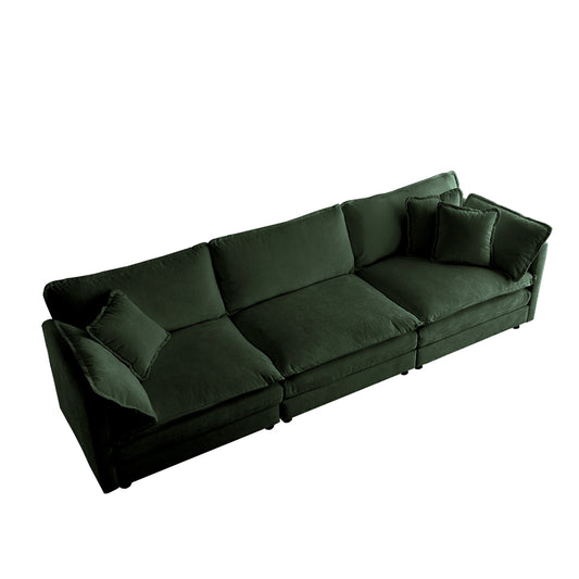 Comfortable Deep Seat Reversible Modular 6 Seater Sectional Super Soft Sofa U Shaped Sectional Couch With 3 Ottomans, 3 Toss Pillows And 2 Arm Pillows