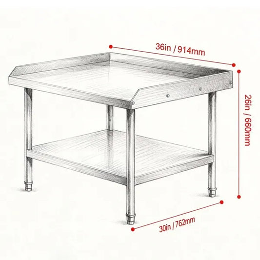 Sleek Metal Work Table With Easy To Clean And Adjustable Shelves For Kitchen