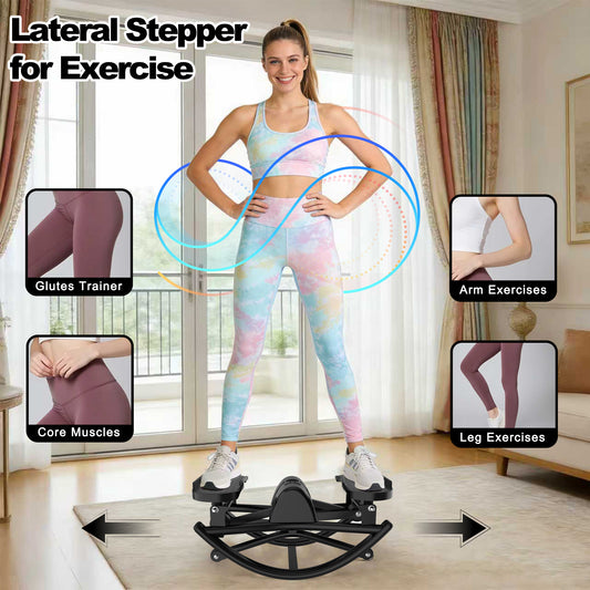 Lateral Stepper For Exercise-Rocking Stepper Machine With Resistance Bands & Anti-Slip Mat And LCD Monitor, Professional Stair Stepper For Home Workout