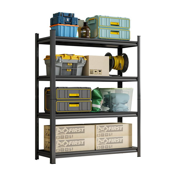 4-Tier Height-Adjustable Metal Storage Rack, Vertical Organizer, 63' H X 45.27' W X 17.7' D, Black, Assembly Required