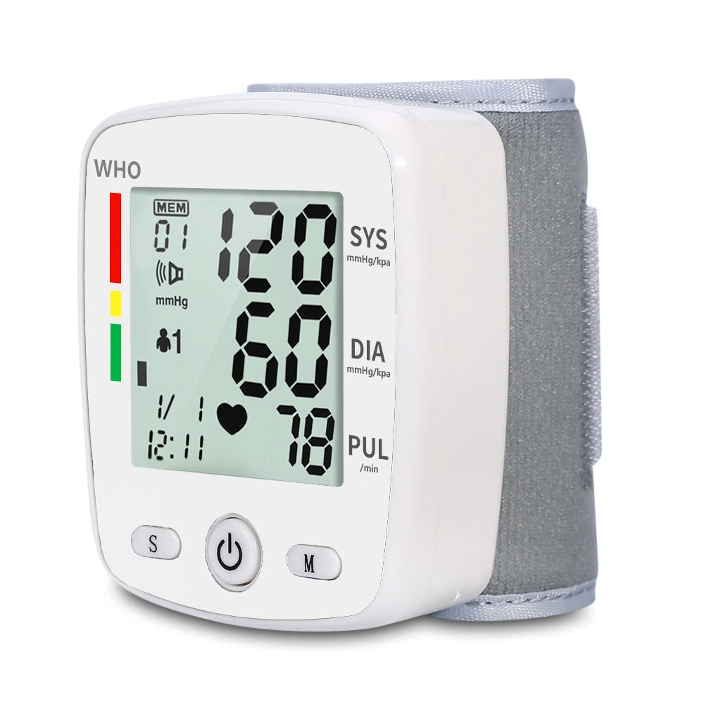 Wrist Blood Pressure Monitor Adjustable Automatic Wrist Cuff Voice Broadcast With 2 Users 180 Memory, Rechargeable Blood Pressure Monitors For Home Use With USB Charging Cable Carrying Case
