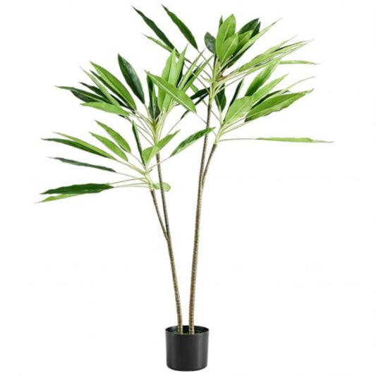 Artificial Palm Trees, Tall Artificial Plants With Realistic Indoor Leaves In Black Flowerpots