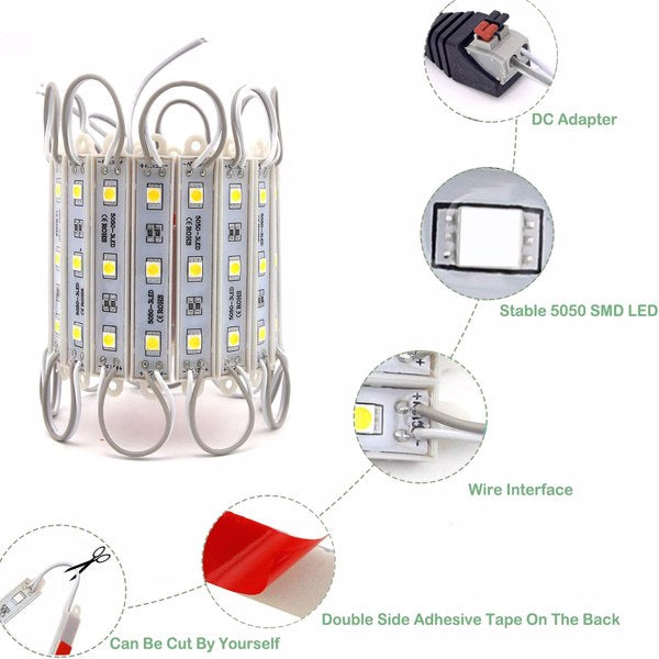 LED Waterproof Module Light, One Board With 60 Lights And 10ft White Light, Not Shipped On Weekends
