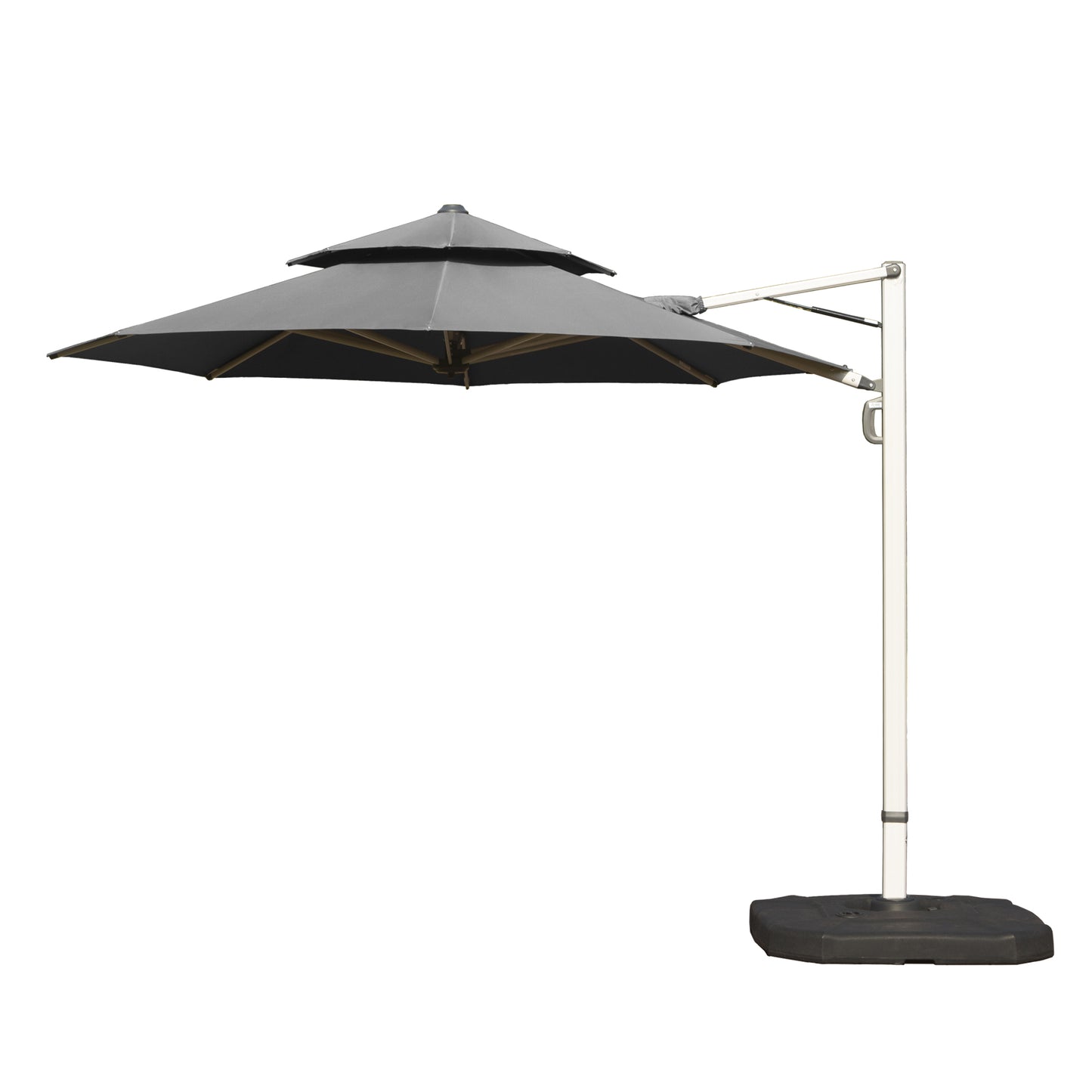 Round Cantilever Umbrella With Center Pole, Gray  Base Not Included