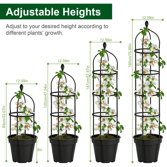 2 Packs Garden Obelisk Trellis 5.9FT Plants Tower For Climbing Plants Flower Vegetable Vine Support Rustproof Garden Plant Trellis Black