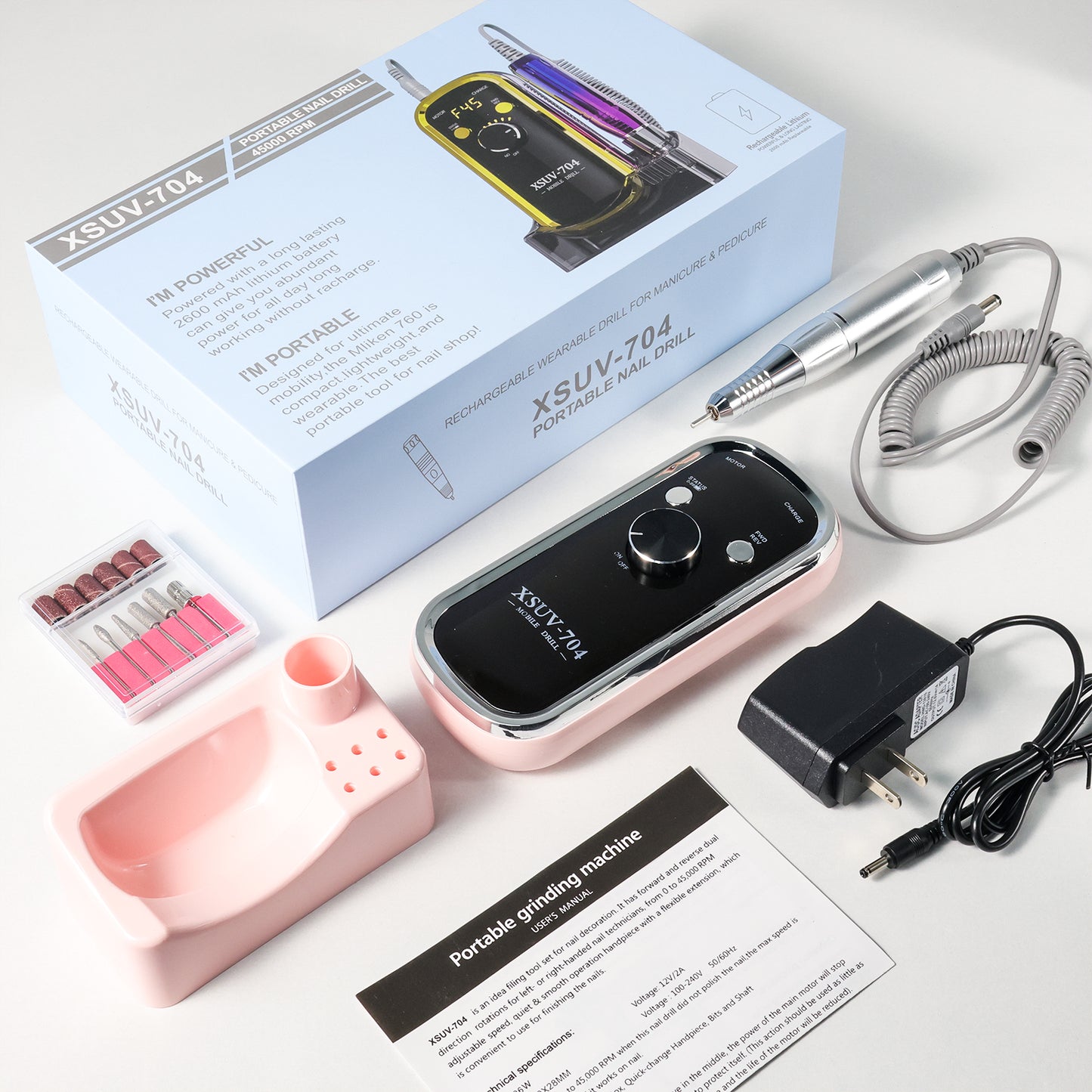 Professional Rechargeable Electric Nail Drill 40000 RPM, Portable Nail File With Storage Stand For Acrylic Gel Polishing Removing - Easy To Use For Women, Manicure At Home DIY Or Salon