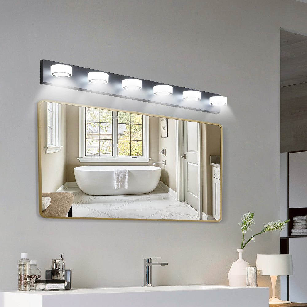 Same As W1340110595 L2010 45  Modern 6-Light LED Vanity Light, Sleek Black Bathroom Wall Light Fixture For Mirror, Shower, And Bathroom Decor
