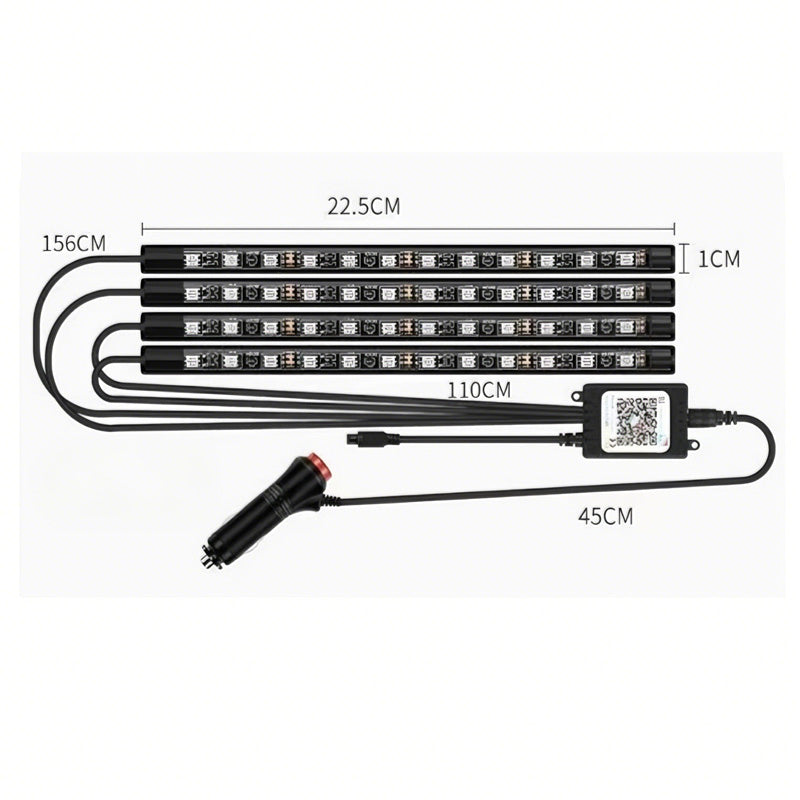 Car LED Strip Lights Kit, Auto Interior Ambient RGB LED Strip Atmosphere Car Decorative Lamp With Bluetooth Music Sync App Remote Control
