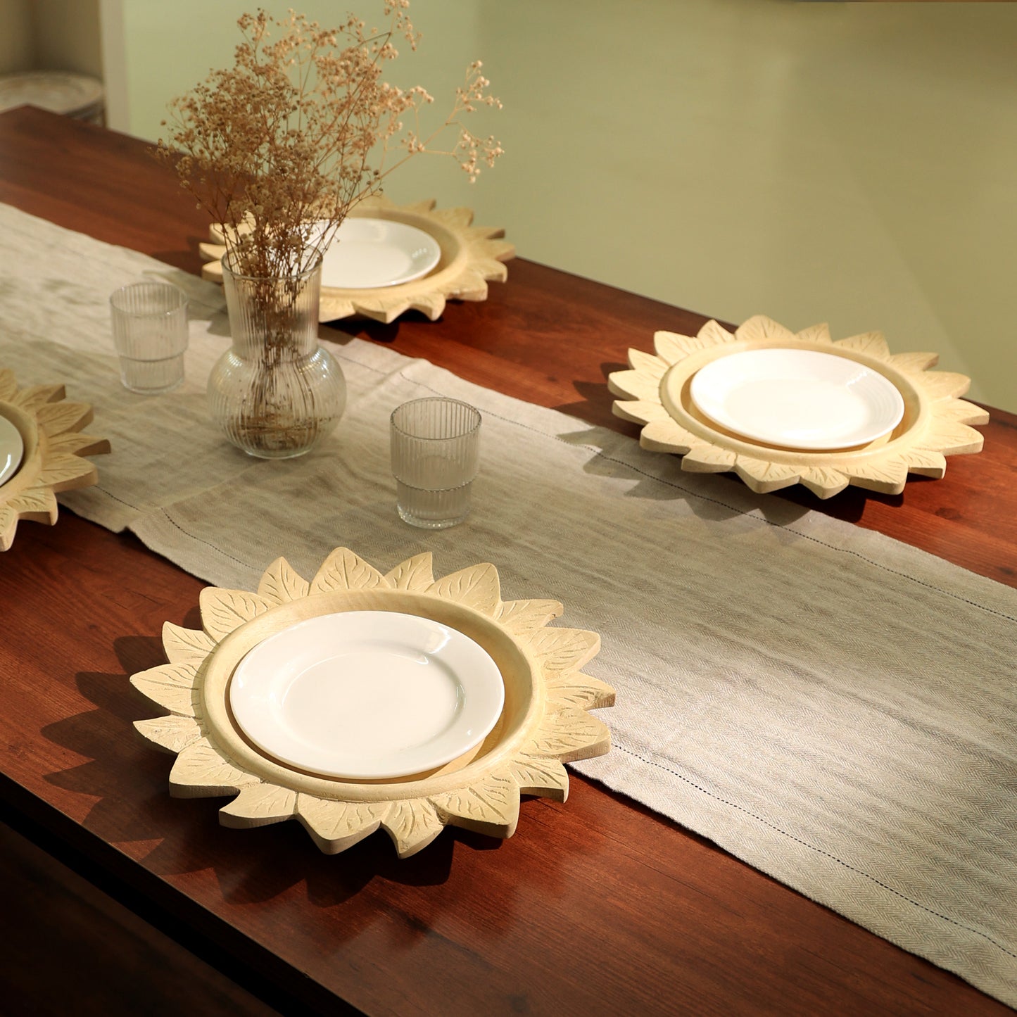 Handcrafted 13  Wood Charger Plate Wooden Dinning Placemat Artisan Wood Tableware