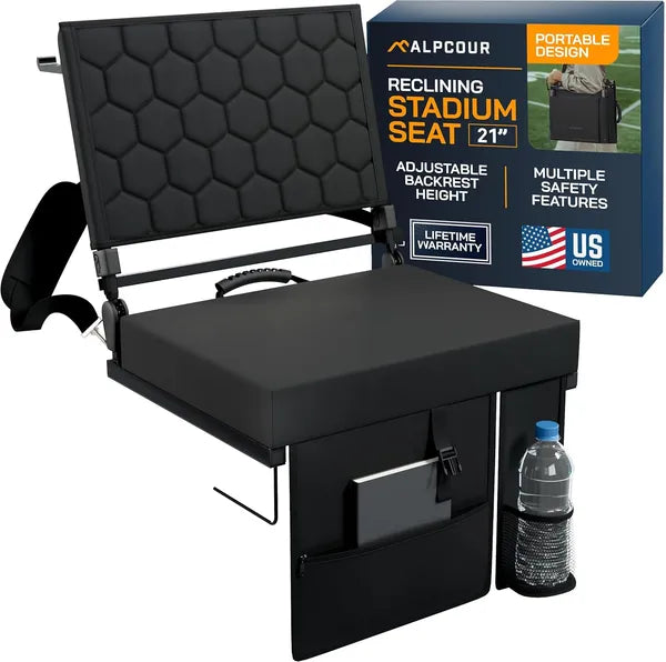 Alpcour Folding Reclining Stadium Seat With Back Support For Bleachers