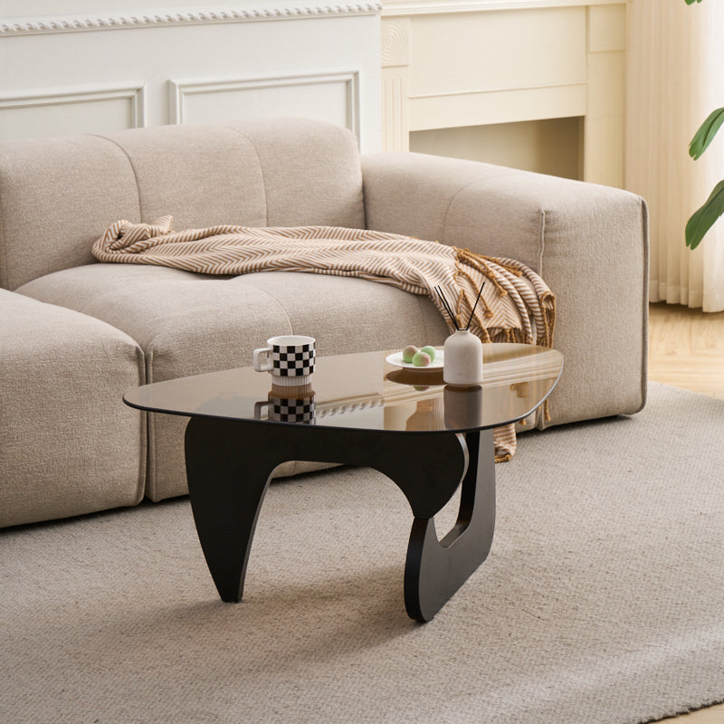 Small Farmhouse Coffee Table Mid-Century Modern Wood Center Table For Living Room, Black