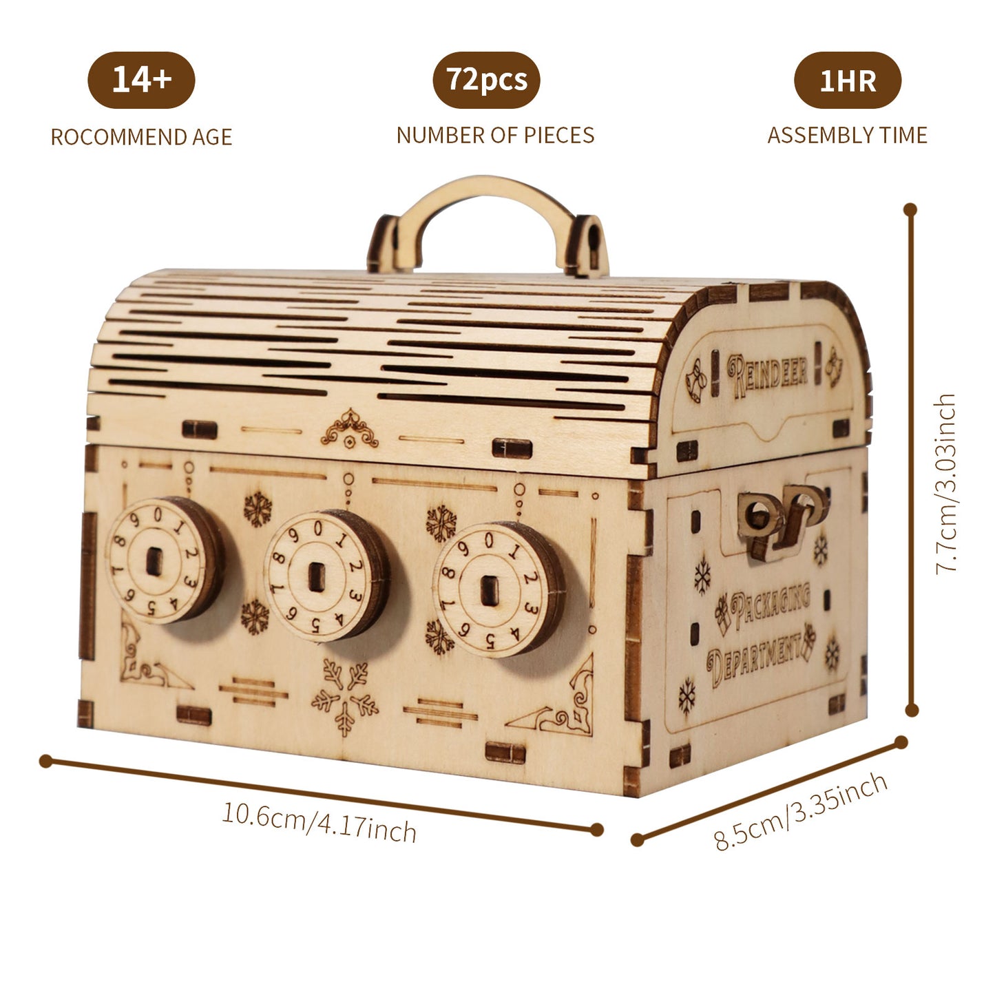 3D Wooden Puzzle DIY Treasure Box Model Building Kits Brain Teaser Projects For Adults Christmas Gifts