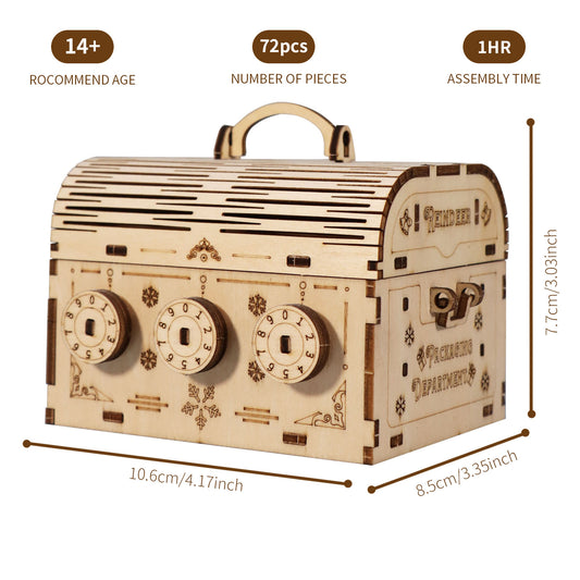 3D Wooden Puzzle DIY Treasure Box Model Building Kits Brain Teaser Projects For Adults Christmas Gifts