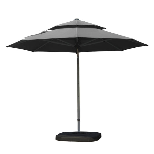 Round Cantilever Umbrella With Center Pole, Gray  Base Not Included