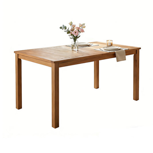 TOPMAX Patio Wooden Dining Table, Outdoor 67 L Rectangular Table For Poolside, Backyard, Garden, Indoor Outdoor, Natural
