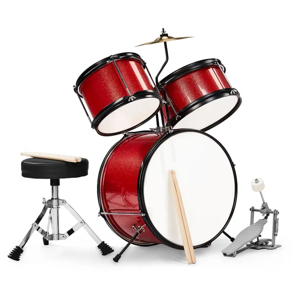 3-Pieces Junior Kids Drum Set Kit Pedal Drum Stick Wrench Drum Stool