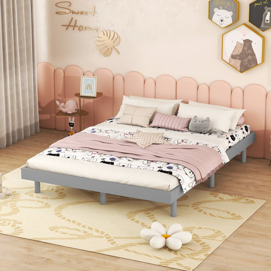 Modern Design Full Floating Platform Bed Frame For Grey Color