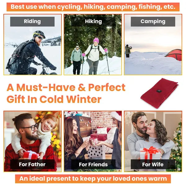 Electric Heated Winter Scarf USB Heating Neck Wrap Unisex Heated Neck Shawl Soft Warm Scarves With 3 Heating Modes For Outdoor Cycling Skiing Skating Winter Activities