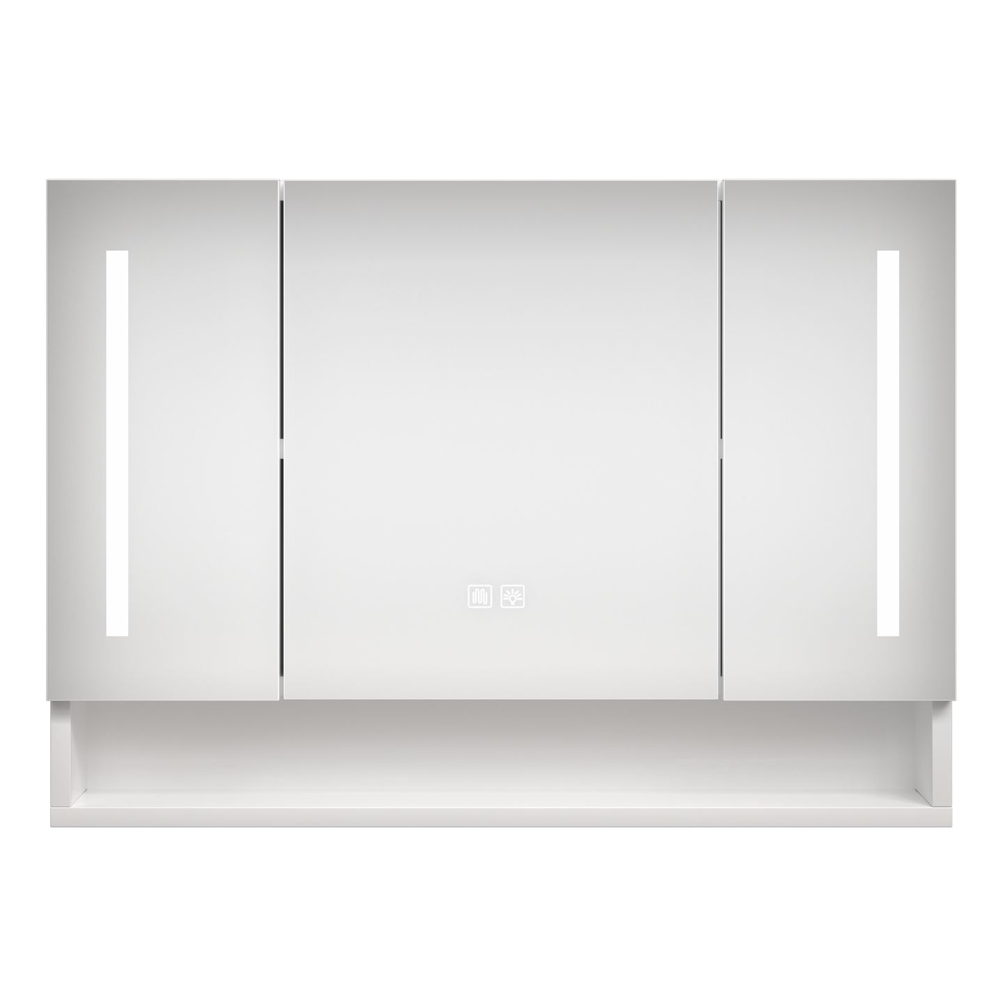 Modern 39x28 Inches Aluminium Bathroom Cabinets  Medicine Cabinets With Mirrors And LED Lights  Bathroom Storage Cabinet With Multilevel Storage Compartments