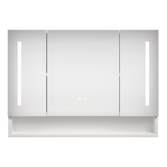 Modern 39x28 Inches Aluminium Bathroom Cabinets  Medicine Cabinets With Mirrors And LED Lights  Bathroom Storage Cabinet With Multilevel Storage Compartments