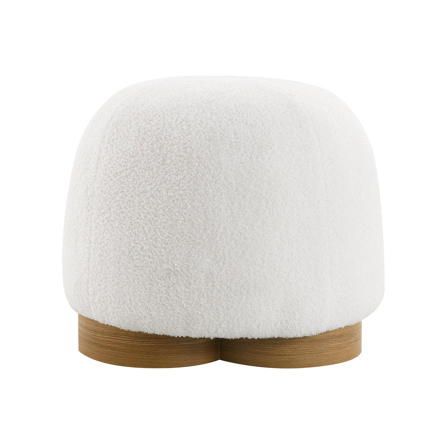 Fully Assembled Round Soft Teddy Fabric Upholstered Ottoman, Footstool With Soft Padded Seat, Fully Assembled Modern Sofa Couch Footrest, Extra Seating For Bedroom Entryway, White