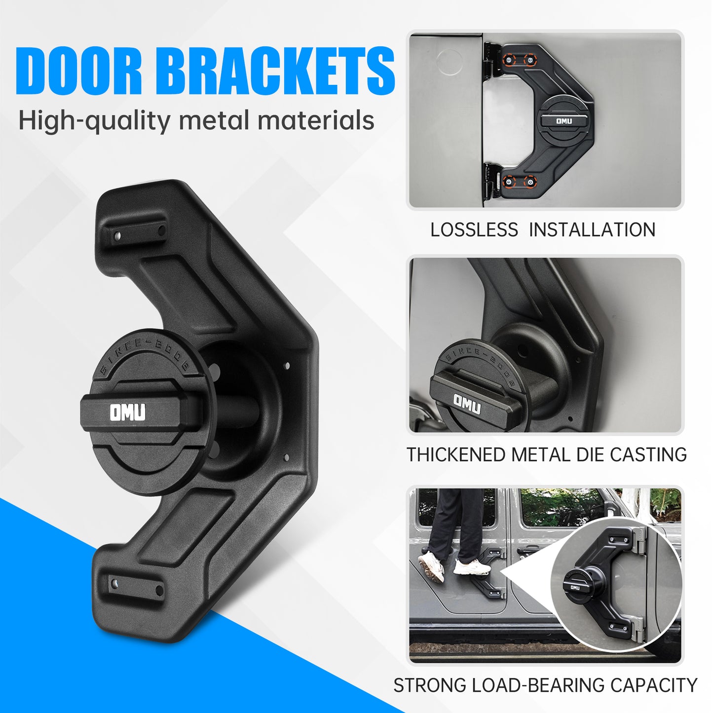 OMU 2.64 Gallon 10L Door Hinge Gasoline Container And Mount Set Compatible With 2007-2026 Jeep Wrangler JK JL JT, Gasoline Pack Mount Backing Plate With Snapin Spout Backup Petrol Water Storage Can