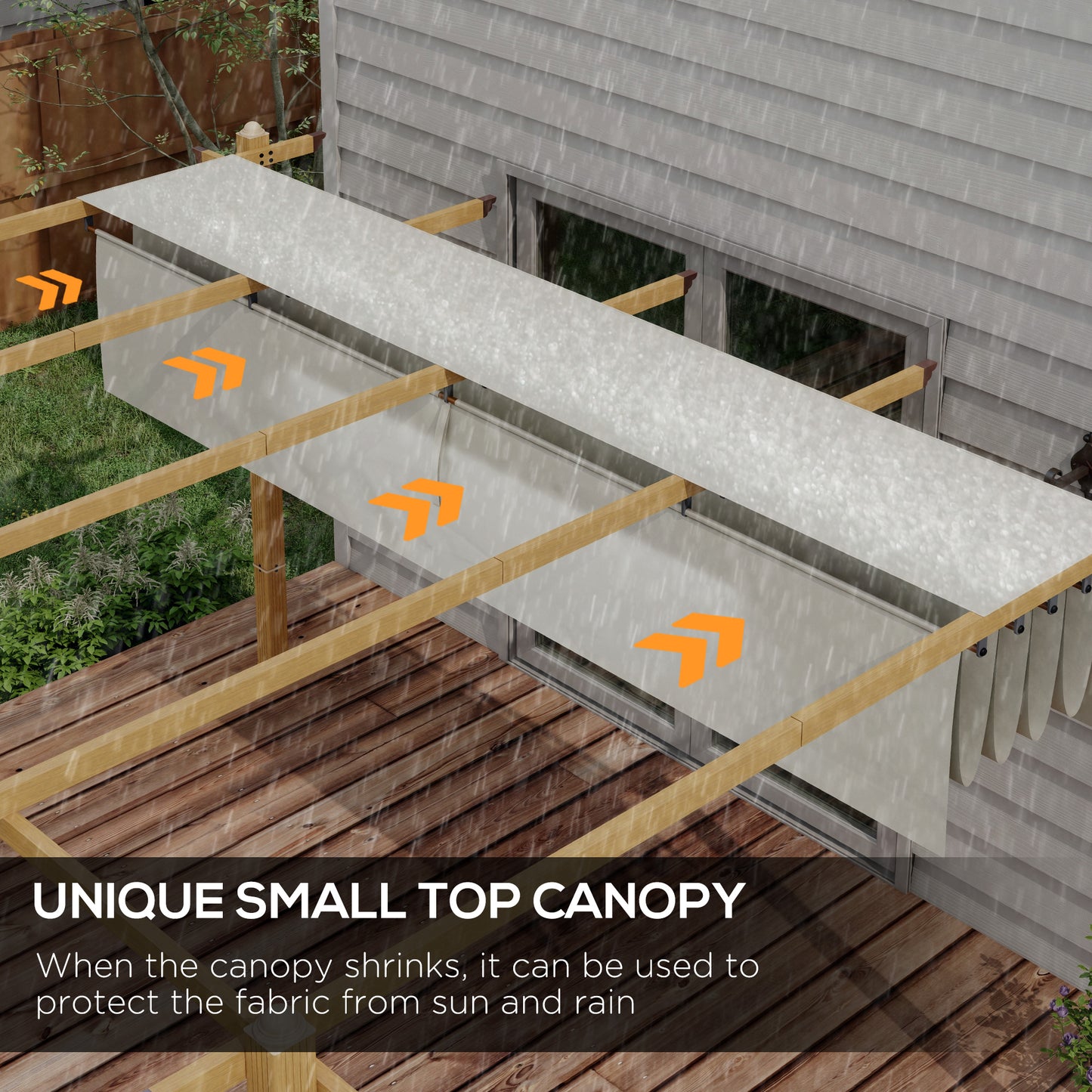 10' X 13' Retractable Pergola Canopy, Aluminum Pergola Sun Shade Shelter For Garden, Patio, Backyard, Deck, Cream