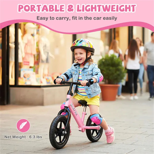 Toddler Balance Bike For 2-5 Years - Adjustable Height, 6.3LBS Lightweight & 11" Foam Tires-Pink