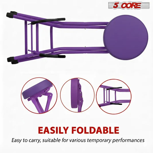 5Core Guitar Stool 3.15" Padded Chair Foldable Heavy Duty Music Seat Built In Foot Rest Guitar Stand