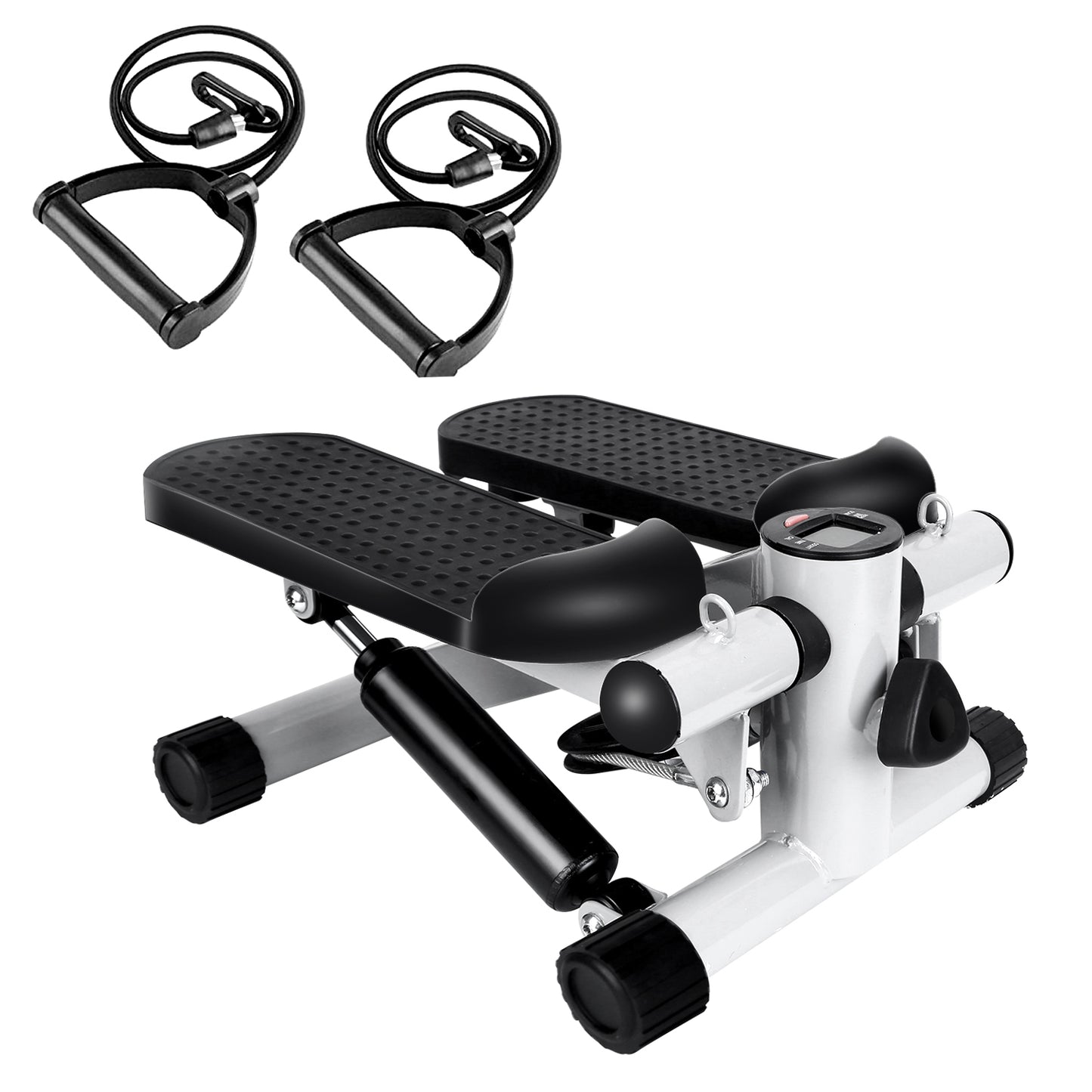 Stepper For Exercise Mini Fitness Stepper With 2 Resistance Bands LCD Monitor Max 330.7LBS Load Stair Stepper Quiet Stepper