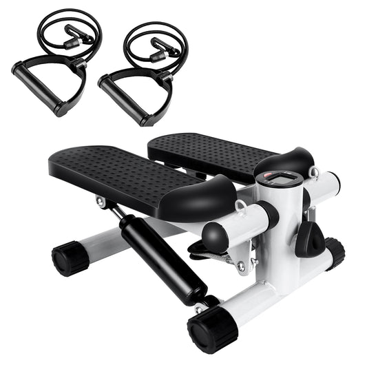 Stepper For Exercise Mini Fitness Stepper With 2 Resistance Bands LCD Monitor Max 330.7LBS Load Stair Stepper Quiet Stepper