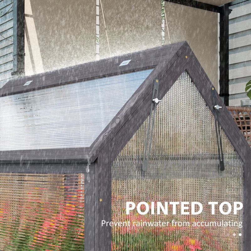 Outsunny Raised Garden Flower Bed Kit With Greenhouse, Wooden Cold Frame Planter