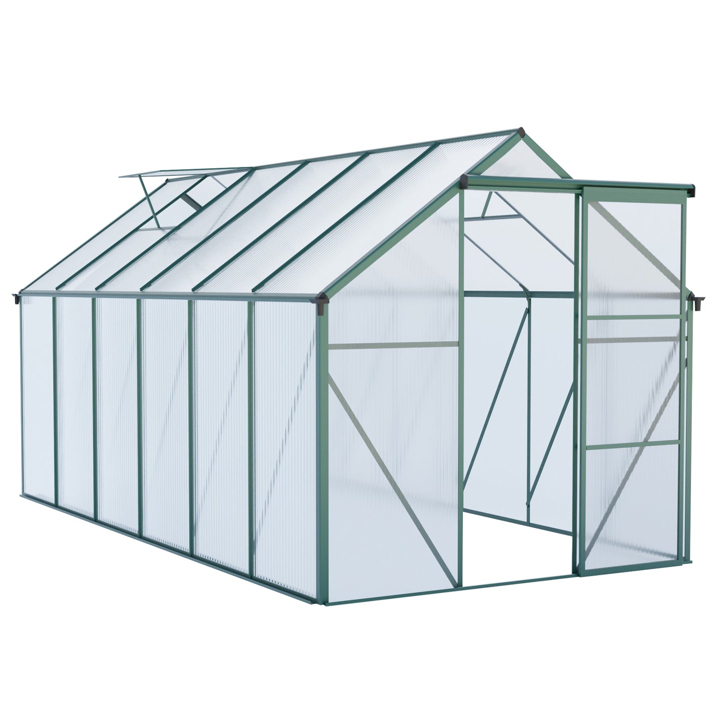 6x12 FT Polycarbonate Greenhouse Raised Base And Anchor Aluminum Heavy Duty Walk-in Greenhouses For Outdoor Backyard In All Season