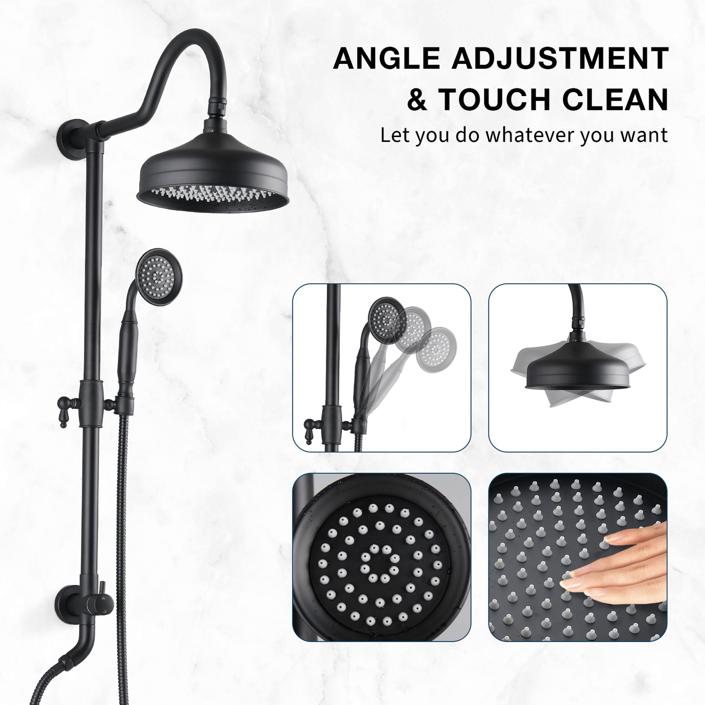 Shower Head With Handheld Shower System With 8  Rainfall Shower Head, Dual Shower Combo