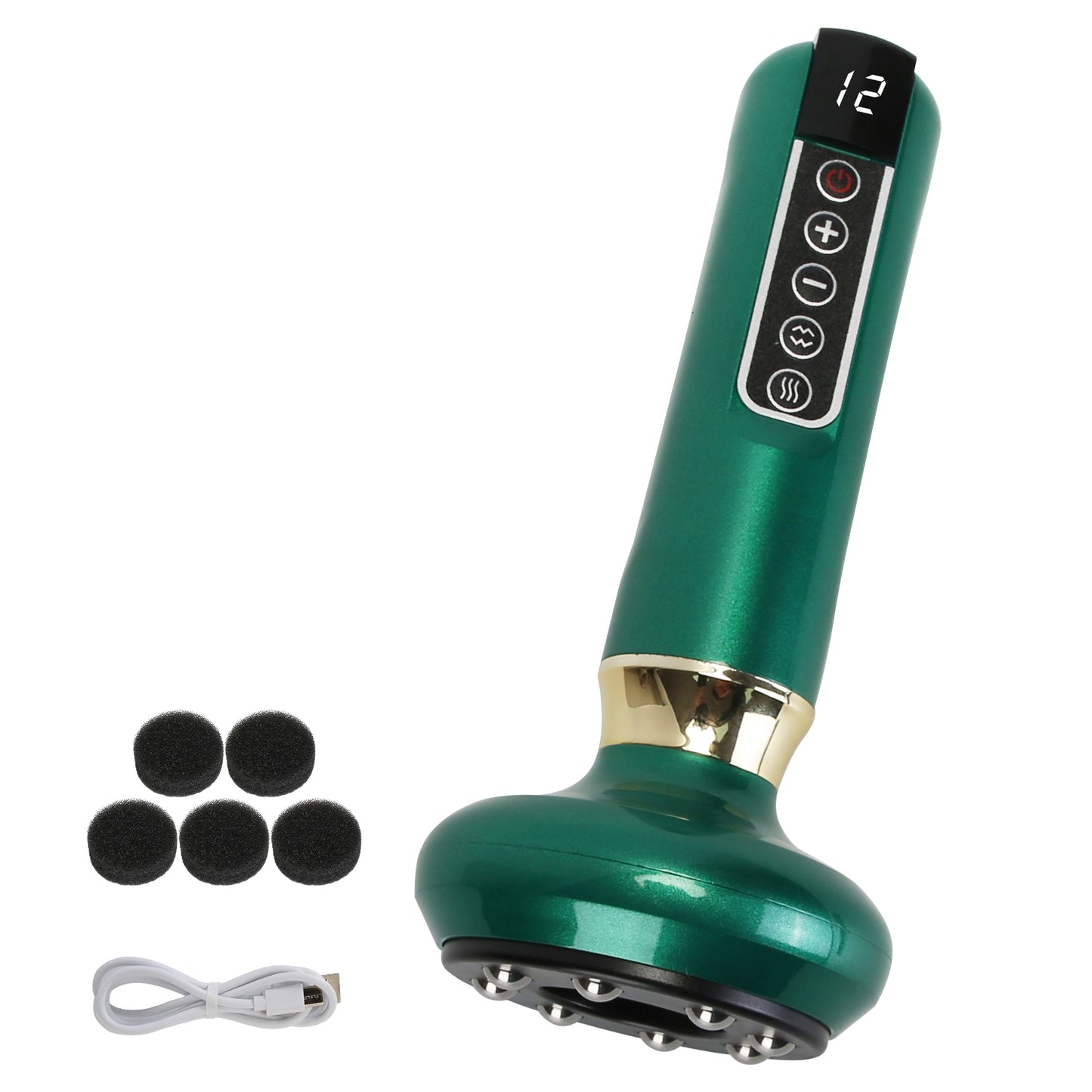 1Pc Anti Cellulite Massager Handheld Vacuum Suction Cupping Kit Beauty Tool With 12 Suction Mode 12 Heating 20Mins Auto-Off One-Key Pressure Release For Abdomen Thighs Buttocks Neck