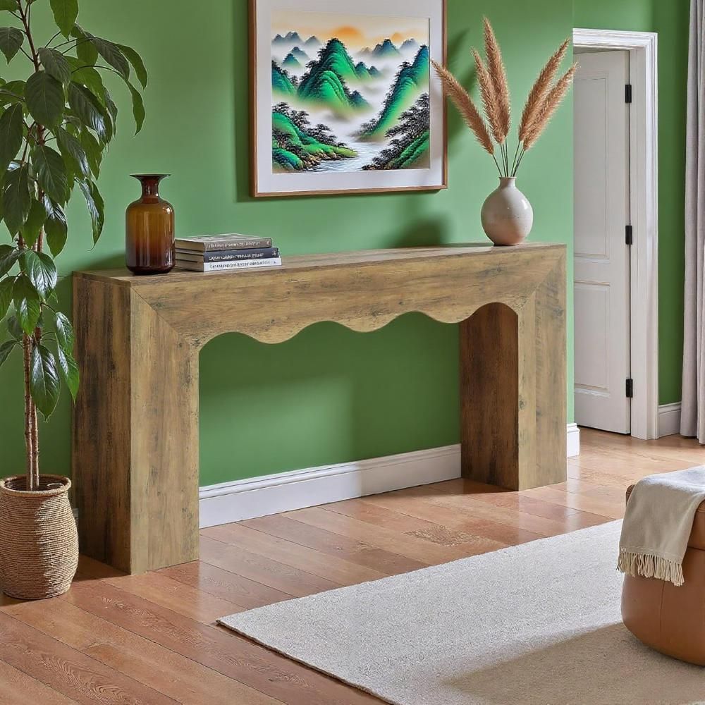 63" Farmhouse Console Table, Wooden Couch Table Behind Sofa With Storage, Long Entryway Sofa Station, Narrow Console Stand With Base