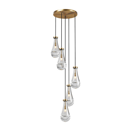 5 Light Cluster Pendant Light, Brass High Ceiling Chandeliers Adjustable, Living Room Pendant Light, Foyer Chandeliers, Stairwell Pendant Lights,E12 Not Including Bulb