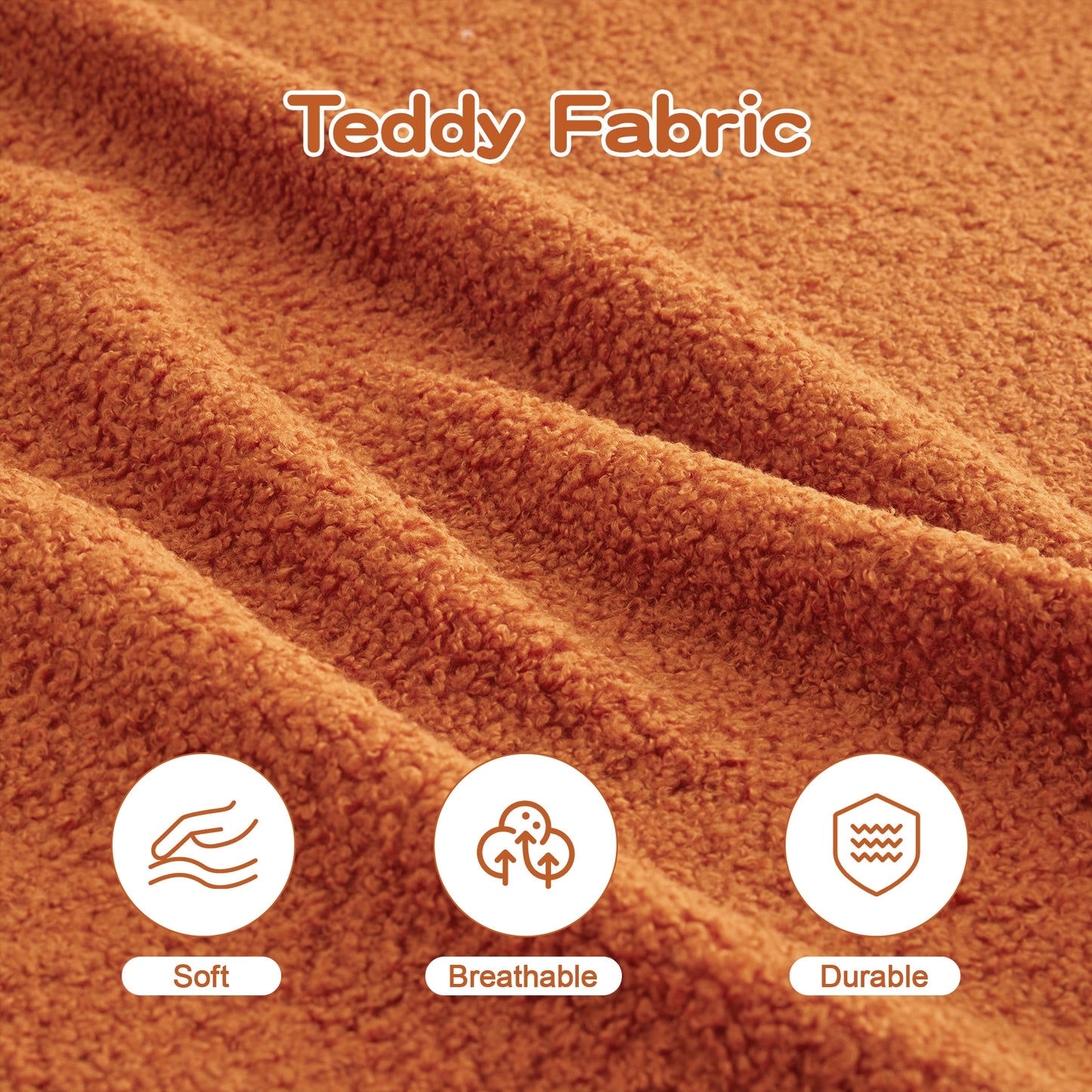Soft Teddy Fabric Boneless Sofa,No Assembly Required Streamlined Design,Anti-Slip Design 32D High Density Sponge Living Rooms Bedrooms,Orange