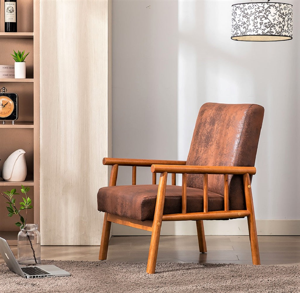 25     Wide Classic Mid-Century Modern Arm Chair, Brown