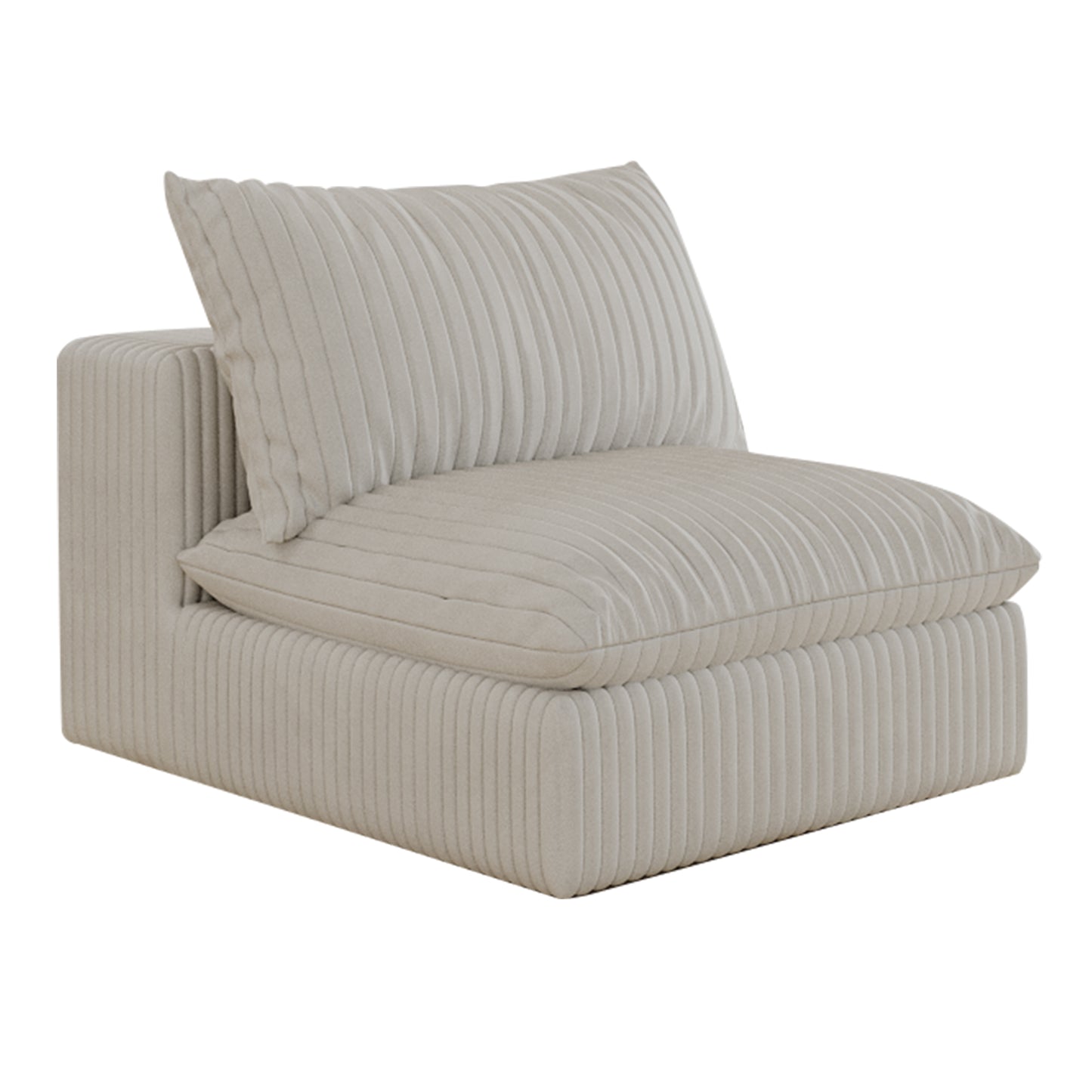 Cloud Sofa,Corduroy Fabric,Deep Seat Couches,Double-layer Design,Removable  Cushion,No Assembly, DIY Combination For Living Room, Bedroom,Conference Room ,Apartment,White
