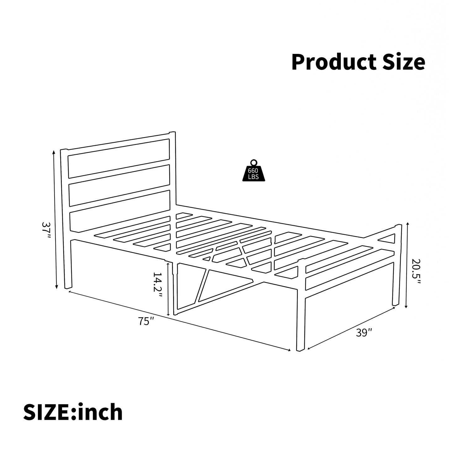 Metal Platform Bed Frame With Headboard, Sturdy Metal Frame, No Box Spring NeededTwin