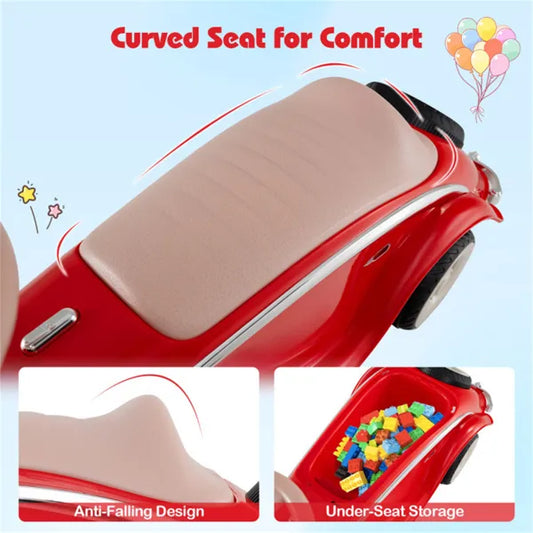 Kids Ride On Sliding Car, Foot-to-Floor Toy With LED Lights & Horn (Red 19-36 Months)