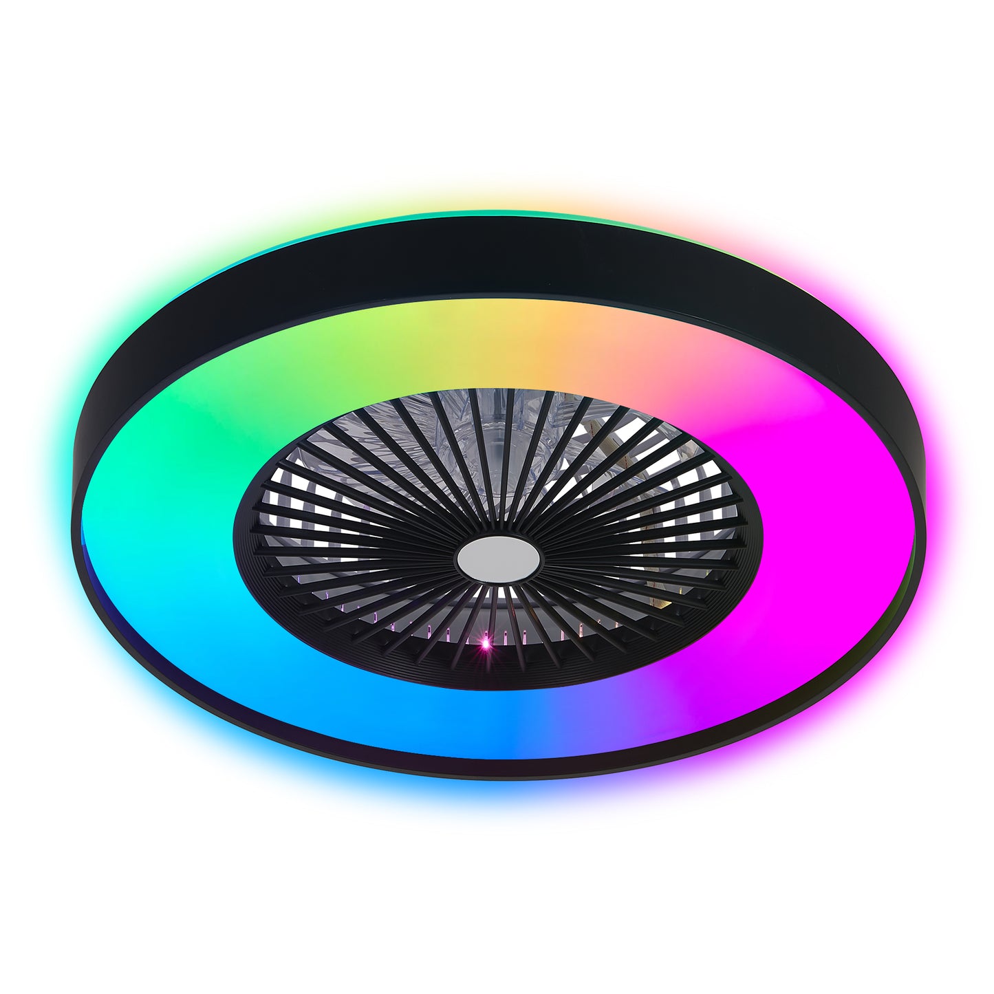 23-inch Black Ceiling Fan Light With LED RGB   Dimmable & Color-Changing, APP & Remote Control, Modern Smart Ceiling Fan For Living Room, Bedroom, And Dining Room  Silent 6-Speed Reversible DC Motor
