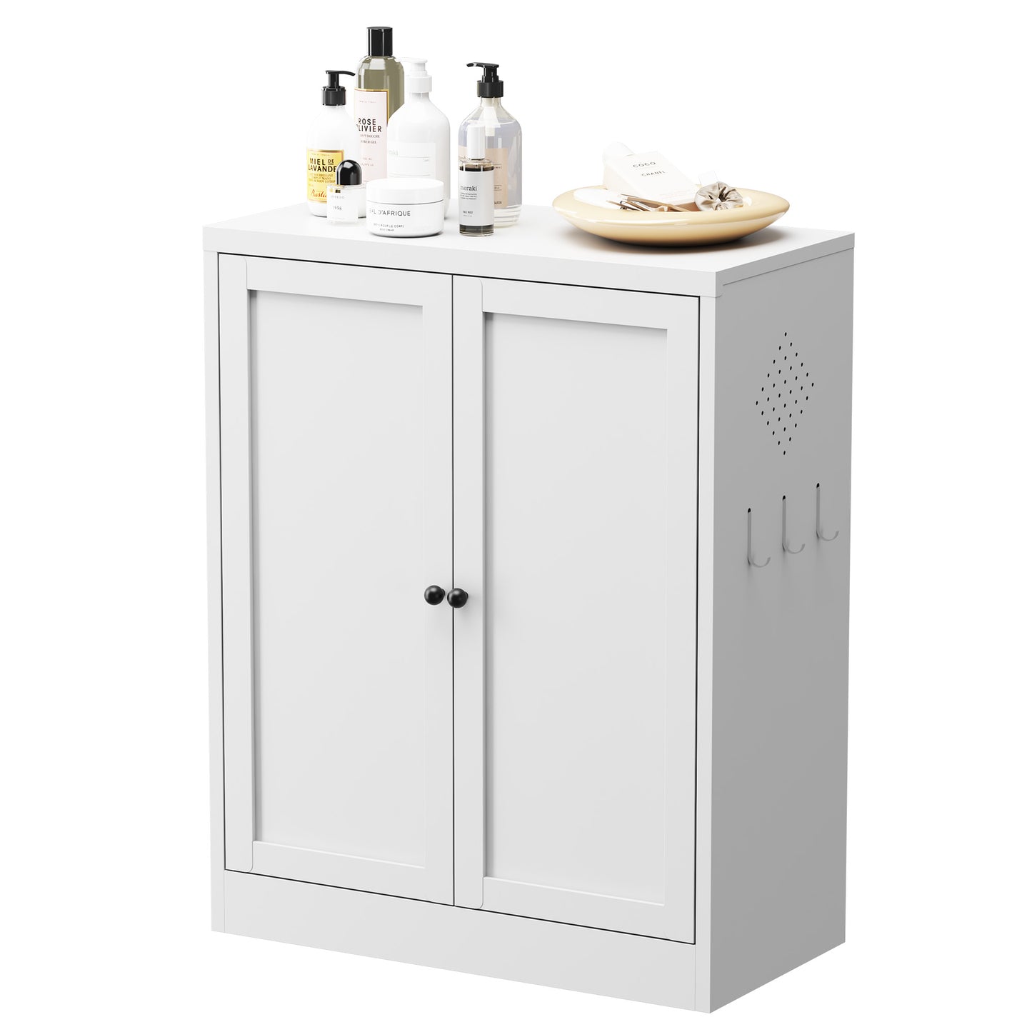 34.6  White Metal Pantry Cabinet With Adjustable Shelves - Freestanding Kitchen Storage Organizer With Easy-Grip Handles,  Assembly Required, Ideal For Kitchen, Dining Room, Apartment