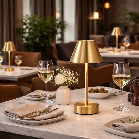 Elegance Rechargeable LED Table Lamp Plated Brass LED Touch Switch