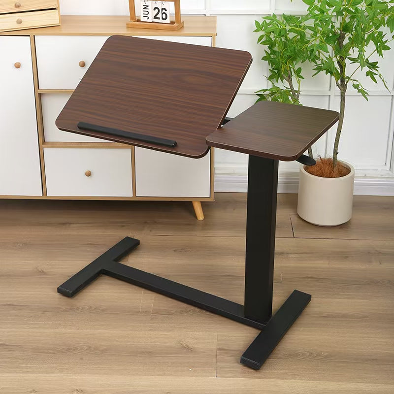 Bedside Table,Folding Overbed Bedside Desk Mobile Rolling Laptop Stand Tilting Overbed Table With Wheels Height Adjustable Tray Table For Laptop Bed Sofa Side Table WALNUT